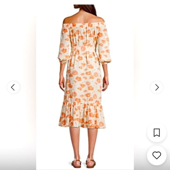 Ana Peach & Cream Off the Shoulder Dress Size Large - Picture 2 of 8